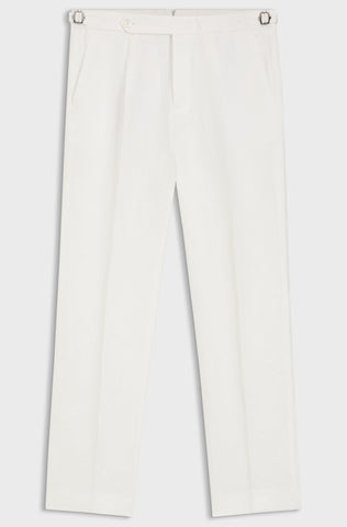 Pantalones BOSS en Lino de vestir de corte relajado con pliegues delanteros - Blanco