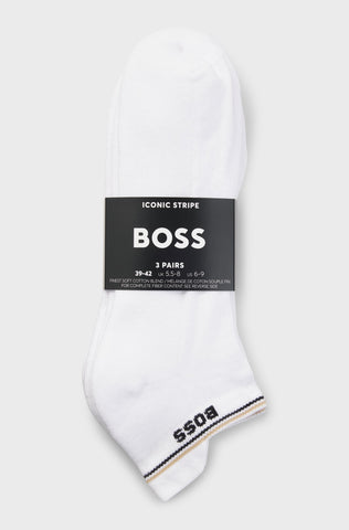 Pack de 3 Medias BOSS 3P AS Iconic CC de Algodón – Blanco