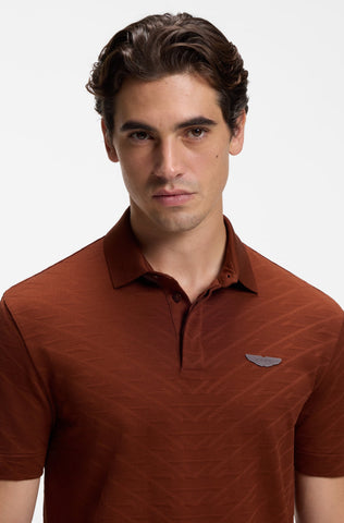 Polo BOSS x Aston Martin C-Prout de Algodón Jacquard – Marrón Camel