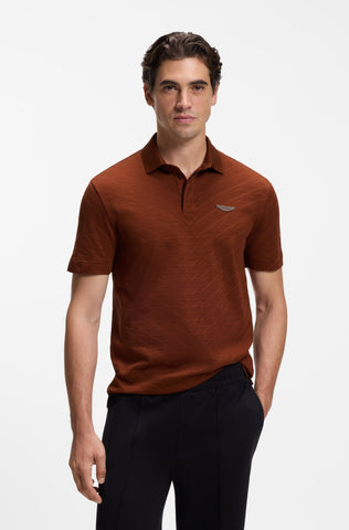 Polo BOSS x Aston Martin C-Prout de Algodón Jacquard – Marrón Camel