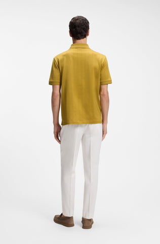 Polo BOSS C-Ponti de Algodón Jacquard con Cuello Johnny – Dorado
