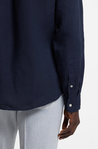 Camisa BOSS en Lino con Logo Doble B Bordado Slim Fit