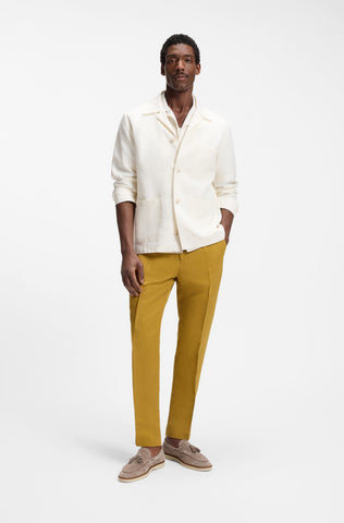 Sobrecamisa BOSS en Lino Italiano Relaxed Fit  con Bolsillo de Parche - Blanco