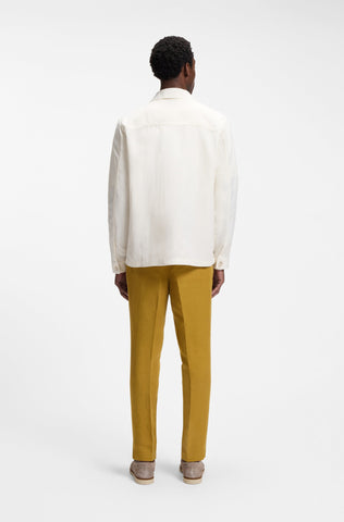Sobrecamisa BOSS en Lino Italiano Relaxed Fit  con Bolsillo de Parche - Blanco