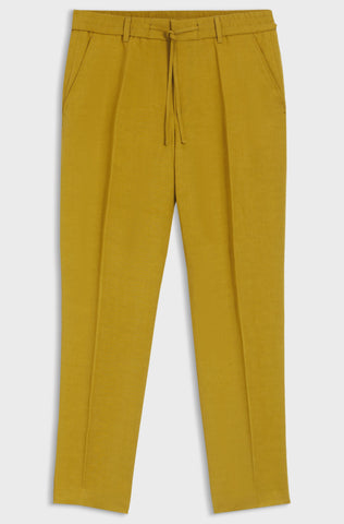 Pantalón BOSS C-Perin-RDS-263 Tapered Fit de lyocell y lino – Dorado