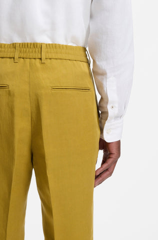 Pantalón BOSS C-Perin-RDS-263 Tapered Fit de lyocell y lino – Dorado