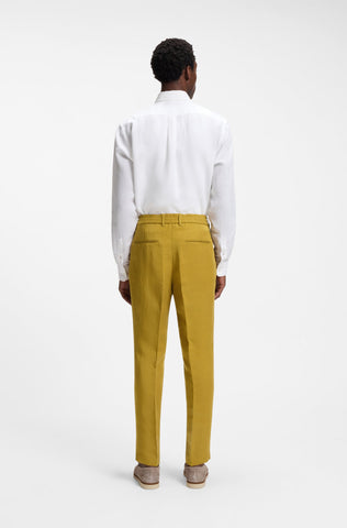 Pantalón BOSS C-Perin-RDS-263 Tapered Fit de lyocell y lino – Dorado