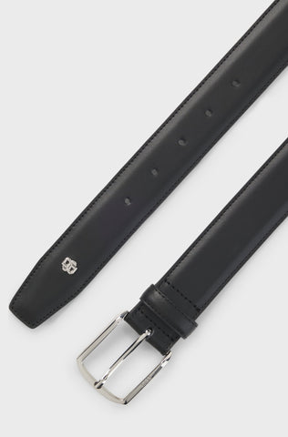 Correa BOSS Onnie-BB-Tip de Piel con Hebilla Plateada – Negro