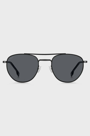 Gafas De Sol Boss Para Hombre Redondas De Metal Negro Mate Con Doble Puente