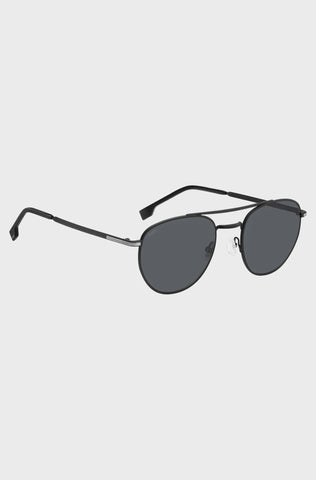 Gafas De Sol Boss Para Hombre Redondas De Metal Negro Mate Con Doble Puente