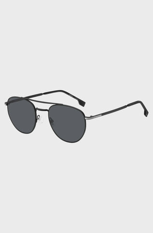 Gafas De Sol Boss Para Hombre Redondas De Metal Negro Mate Con Doble Puente