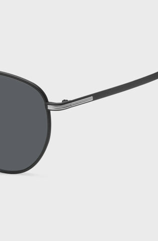 Gafas De Sol Boss Para Hombre Redondas De Metal Negro Mate Con Doble Puente