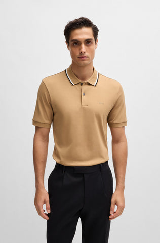 Polo Shirt Boss Regular Fit De Algodón Con Cuello A Rayas