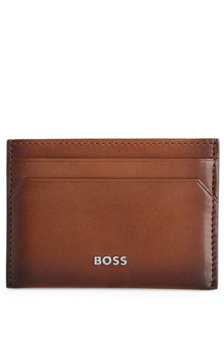 Tarjetero de Leather Hombre Boss Letras En Metal