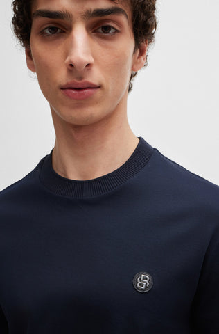 T-Shirt BOSS regular fit de algodón con estampado de monograma