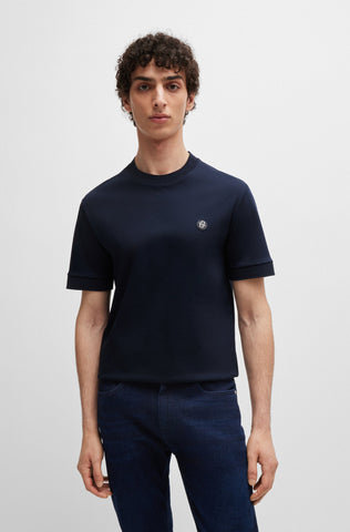 T-Shirt BOSS regular fit de algodón con estampado de monograma