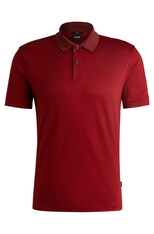Polo BOSS Slim fit de algodón mercerizado con rayas en el cuello