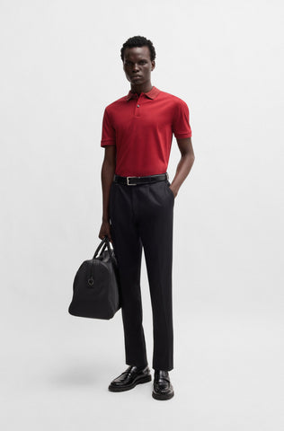 Polo BOSS Slim fit de algodón mercerizado con rayas en el cuello