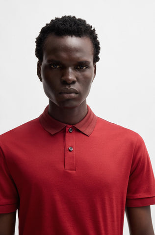 Polo BOSS Slim fit de algodón mercerizado con rayas en el cuello