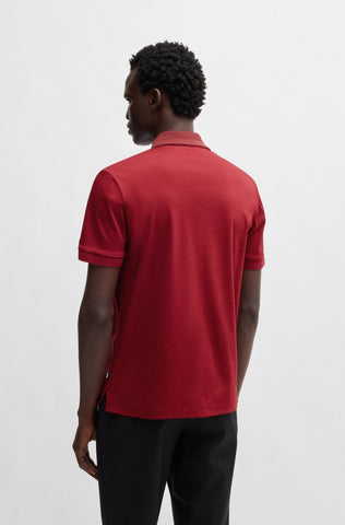 Polo BOSS Slim fit de algodón mercerizado con rayas en el cuello