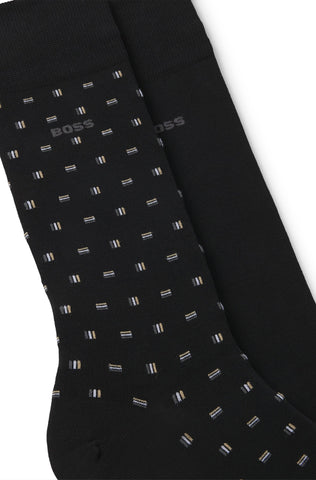 Set de 2 Pares de Calcetines BOSS de Algodón Mercerizado - Negro