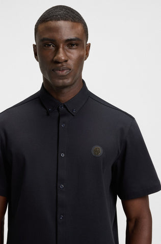 Camisa Boss Regular Fit Manga corta en punto de algodón