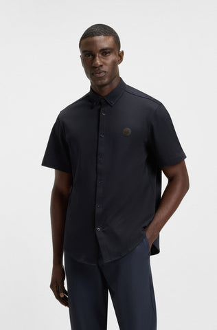 Camisa Boss Regular Fit Manga corta en punto de algodón