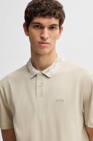 Polo Shirt BOSS Relaxed Fit de piqué de algodón con estampado en el cuello