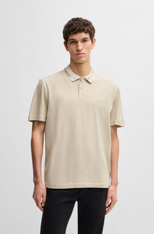 Polo Shirt BOSS Relaxed Fit de piqué de algodón con estampado en el cuello