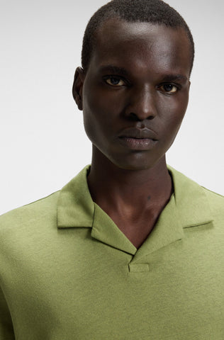 Polo Shirt BOSS de algodón y lino con cuello Johnny