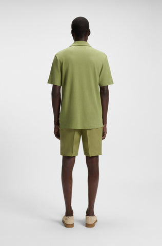 Polo Shirt BOSS de algodón y lino con cuello Johnny