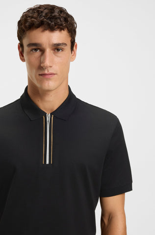 Polo BOSS Zip-placket Algodón Mercerizado Regular fit