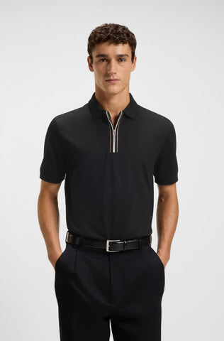Polo BOSS Zip-placket Algodón Mercerizado Regular fit