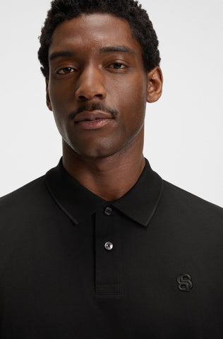 Polo BOSS de algodón mercerizado con monograma doble b bordado Regular Fit