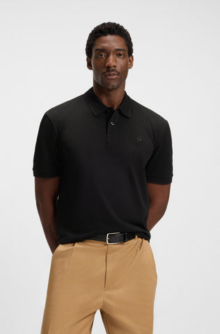 Polo BOSS de algodón mercerizado con monograma doble b bordado Regular Fit