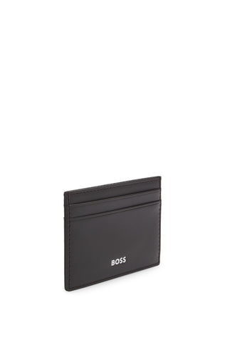 Tarjetero de Piel BOSS con Logo Plateado