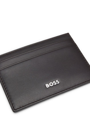 Tarjetero de Piel BOSS con Logo Plateado