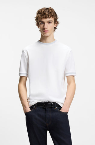 T-Shirt BOSS de algodón mercerizado con ribetes en contraste slim fit