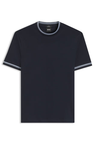 T-Shirt BOSS de algodón mercerizado con ribetes en contraste slim fit