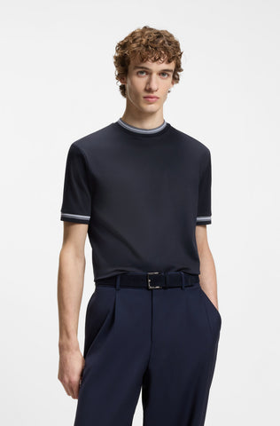 T-Shirt BOSS de algodón mercerizado con ribetes en contraste slim fit