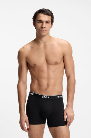 Pack de 3 Bóxers BOSS BoxerBr 3P Power de Algodón Elástico – Negro