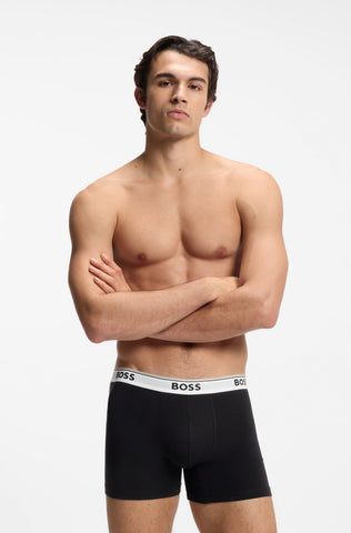 Pack de 3 Bóxers BOSS BoxerBr 3P Power de Algodón Elástico – Negro