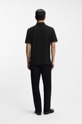 Polo BOSS de piqué de algodón con cuello con cremallera