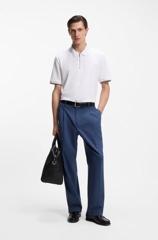 Polo BOSS de piqué de algodón con cuello con cremallera