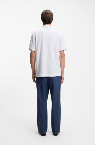 Polo BOSS de piqué de algodón con cuello con cremallera