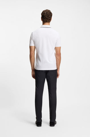 Polo BOSS Green Active Pima de Algodón con Media Cremallera - Blanco