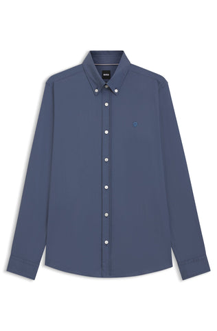 Camisa BOSS Poplin Slim Fit con Stretch de Logo Doble B Bordado