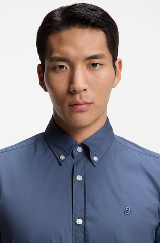 Camisa BOSS Poplin Slim Fit con Stretch de Logo Doble B Bordado