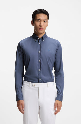 Camisa BOSS Poplin Slim Fit con Stretch de Logo Doble B Bordado