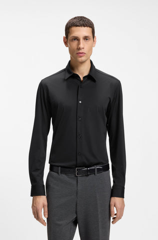 Camisa BOSS de Vestir con estampado sutil Slim Fit y Stretch en punto técnico